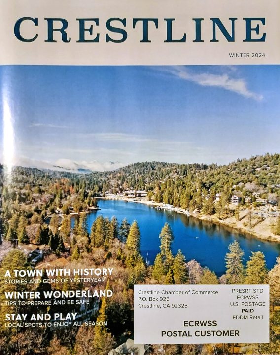 Adrianne, Lisa, Julia, Melissa and Adrianna from Glendora and Orange County enjoyed last year’s Brewfest at Tavern Bay Beach Club so much they couldn’t resist attending this year’s event. (Photos by Douglas W. Motley) Crestline magazine cover with lake and forest view.