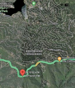The location of the over-the-side accident that took the life of the vehicle’s driver.