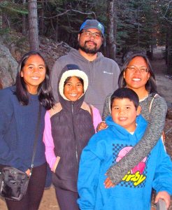 The photogenic Ordinario family from Poway visited Heaps Peak Arboretum and hiked the Sequoia Trail during Thanksgiving week. From left, the children are Kyleigh, 15; Sophia, 11; and Everett, 9. The parents are Edward and Vivian.