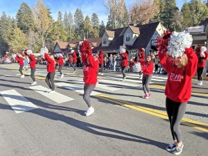 The cheer team led the crowd in a couple of cheers.