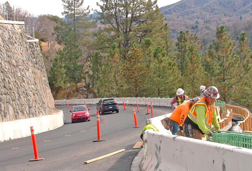 Adrianne, Lisa, Julia, Melissa and Adrianna from Glendora and Orange County enjoyed last year’s Brewfest at Tavern Bay Beach Club so much they couldn’t resist attending this year’s event. (Photos by Douglas W. Motley) Construction workers on mountain road with traffic cones.