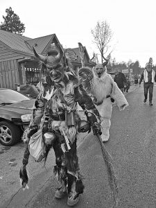 Krampus – a horned, anthropomorphic figure in Central and Eastern Alpine folklore scares children who have misbehaved – as seen in the Crestline Krampus run. (Photos courtesy of P.D. Hancock)