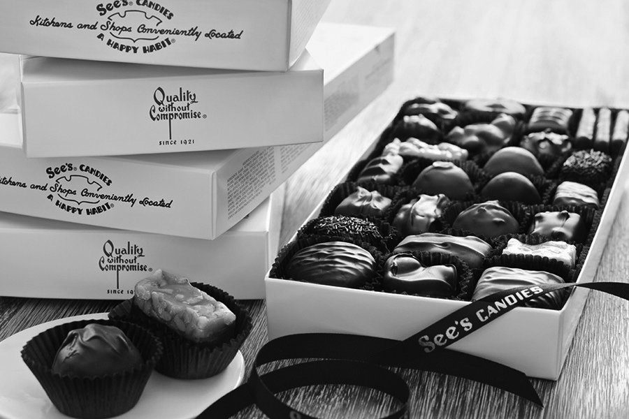 Adrianne, Lisa, Julia, Melissa and Adrianna from Glendora and Orange County enjoyed last year’s Brewfest at Tavern Bay Beach Club so much they couldn’t resist attending this year’s event. (Photos by Douglas W. Motley) Assorted chocolates in white See's Candies boxes.