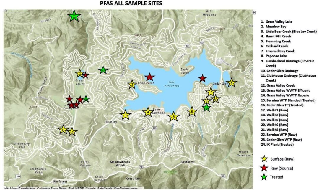 Operations Manager Matt Brooks shared this map of where LACSD has sampled for PFAS. (Courtesy LACSD)