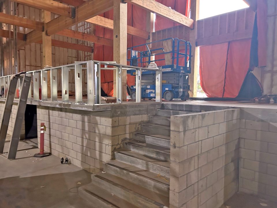The framing for the new dining area at the front of the market has been installed.