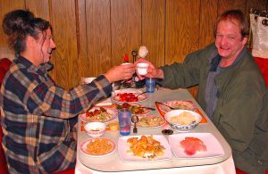 Cliff Vogel and Sherry Navarro, from Running Springs, enjoy a generous tableful of offerings from the kitchen of Mandarin Garden. Cliff has been a patron here since 1986, a year after the restaurant opened.