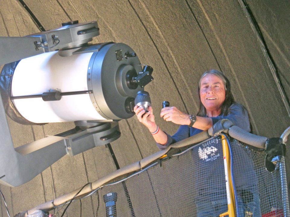 Adrianne, Lisa, Julia, Melissa and Adrianna from Glendora and Orange County enjoyed last year’s Brewfest at Tavern Bay Beach Club so much they couldn’t resist attending this year’s event. (Photos by Douglas W. Motley) Person adjusting telescope inside observatory dome.