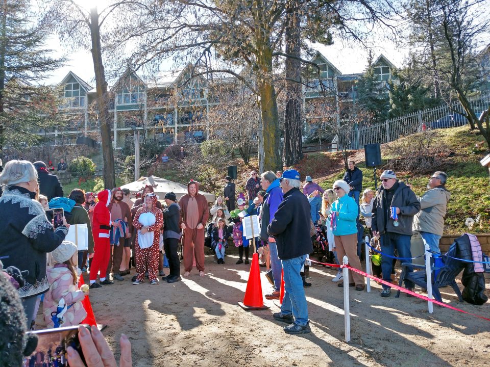The SkyPark at Santa’s Village jumpers were warm and dry – but not for long! (Photos by Mary-Justine Lanyon)