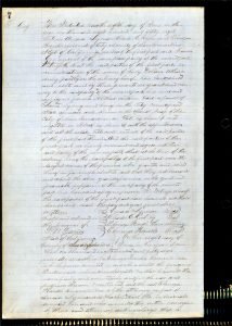 A page from an 1858 deeds book. (SB County Recorder photo)