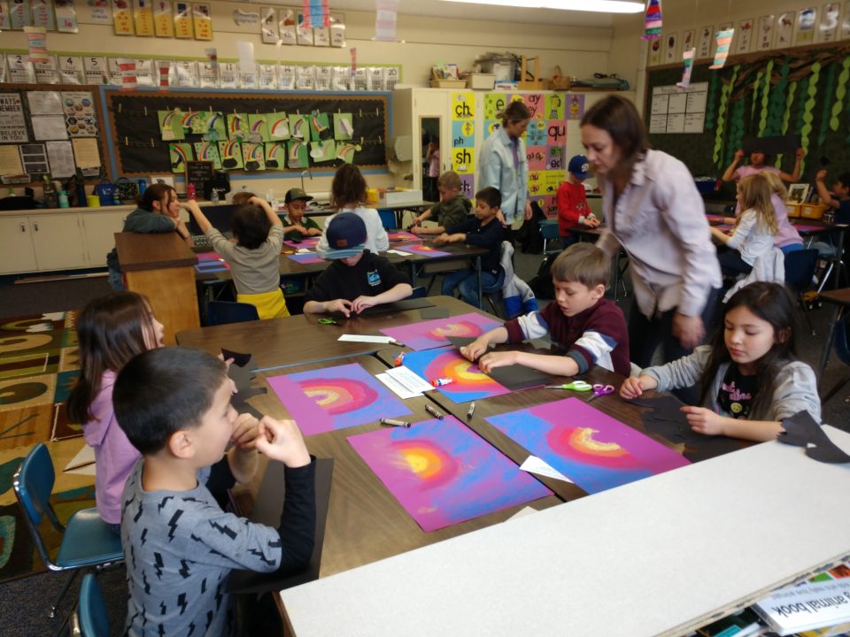 Lindsey Villarreal and Megan Lanthier walked around the room, offering help when needed.