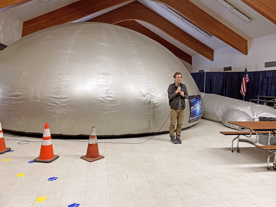 The intriguing inflatable dome set up in LAE's cafeteria/multi-purpose room.