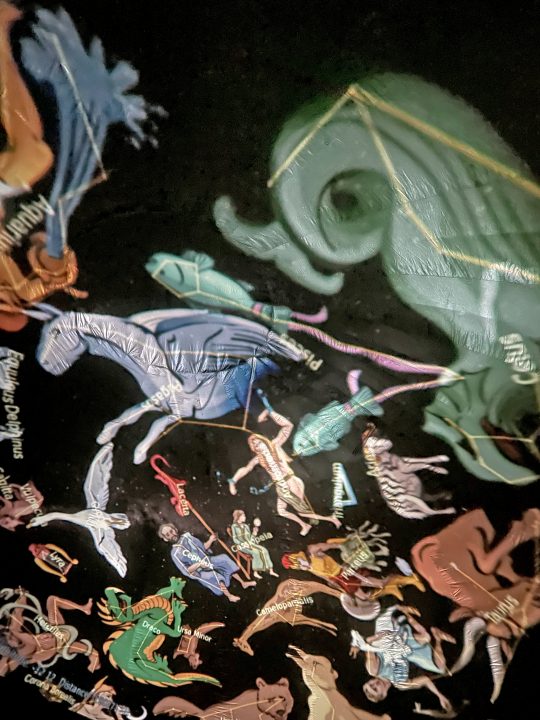 Projection of the constellation illustrations from inside the SkyDome Planetarium.