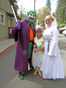 Kevin Gallareta was dressed as The Joker from Batman and the girls, Misty and Kira, were from Star Wars; they made quite a visual impact at Crestline Comics’ ribbon cutting ceremony in Crestline on May 4.