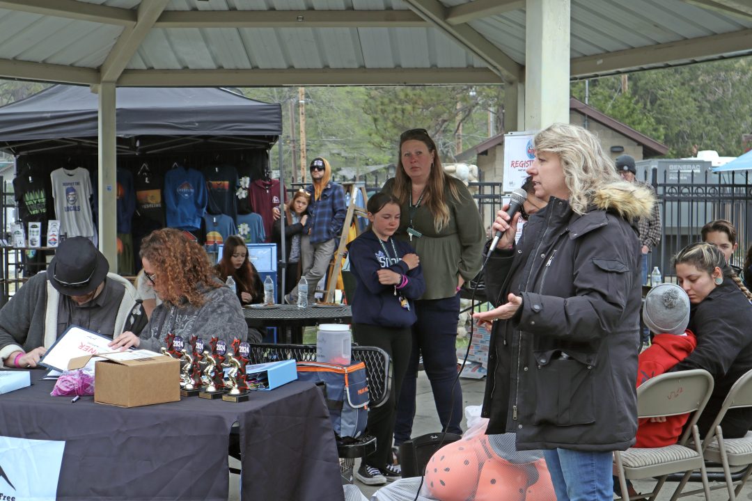 Daunte Symonette’s mother, Regina Brown, explains the danger posed by street drugs such as fentanyl.ceremony.