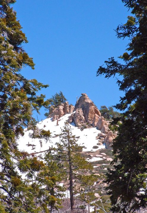 Adrianne, Lisa, Julia, Melissa and Adrianna from Glendora and Orange County enjoyed last year’s Brewfest at Tavern Bay Beach Club so much they couldn’t resist attending this year’s event. (Photos by Douglas W. Motley) Snowy mountain peak framed by pine trees
