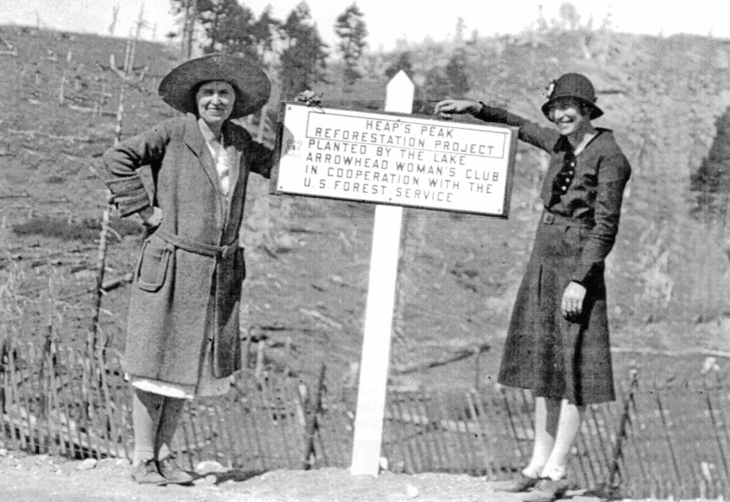 Mary Putnam Henck and Grace William at the Heaps Peak reforestation area in 1928. (From the photo collection of Rhea-Frances Tetley)