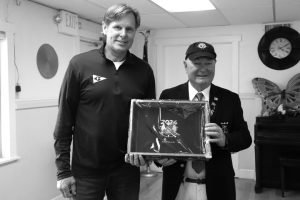 Gary Roszyk from Lake Arrowhead Yacht Club receives his first-place award.