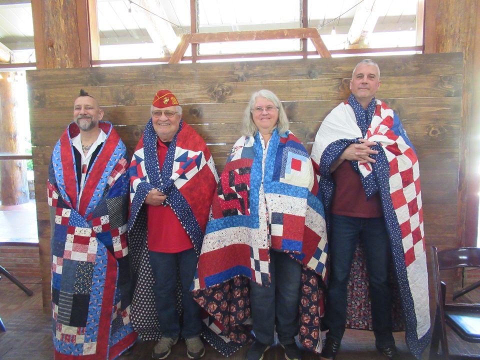 Quilts of Valor were presented to Richard Armijo, Dave Hansen, Linda Bourgeois and Mark Schuljak.