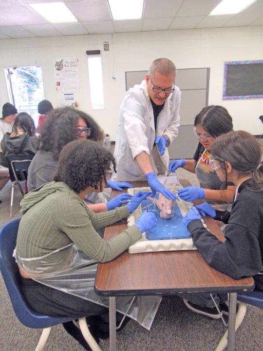 Mr. Williams gives one group of students some additional guidance.