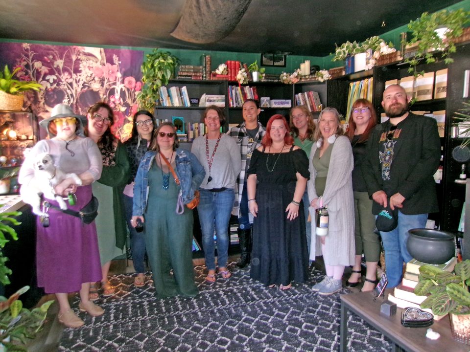 Inside the store some customers gathered to celebrate the grand opening and emergence of another new business in Crestline, the Botanical Enchantress and the Palace of Bone and Salt.