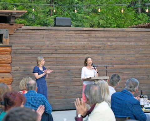 Kim McGuire (left) and Yvonne Waggoner shared information on donations made to the Foundation and what they mean to the hospital.