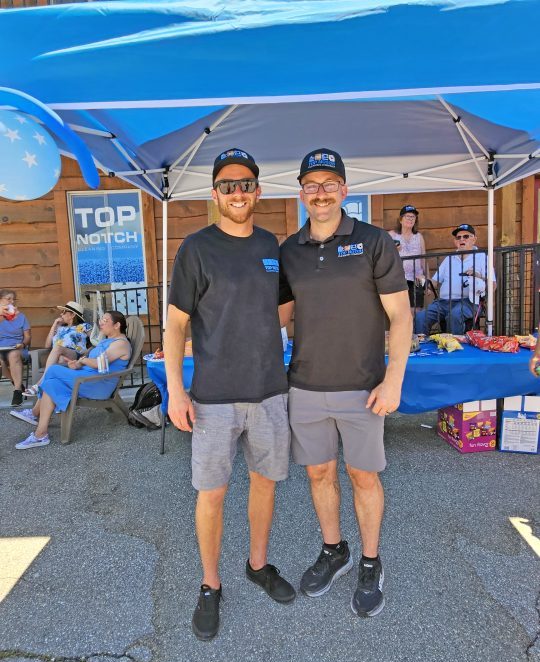 Brothers Jeremy and Shaun Jennings welcomed folks to the grand opening of Top Notch Cleaning Company in Running Springs. (Photos by Mary-Justine Lanyon)