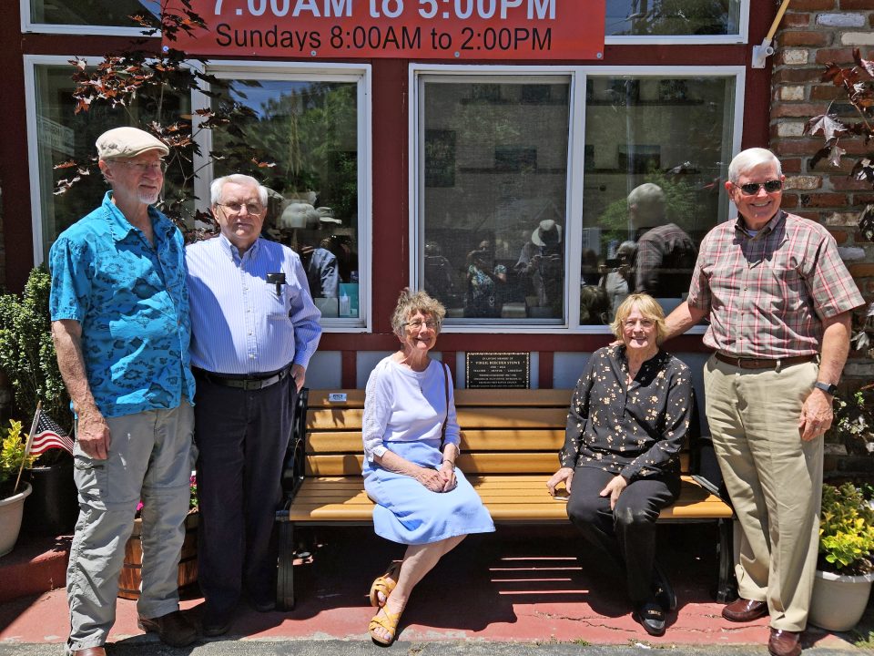 Adrianne, Lisa, Julia, Melissa and Adrianna from Glendora and Orange County enjoyed last year’s Brewfest at Tavern Bay Beach Club so much they couldn’t resist attending this year’s event. (Photos by Douglas W. Motley) Group of seniors posing on bench outside.