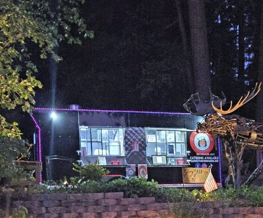 Stanley the Moose stands guard over El Jefe’s Little Kitchen in Skyforest. (Photos courtesy of Steve Gomez)