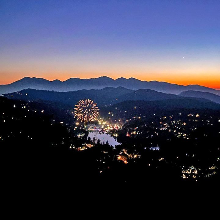 Fireworks over Lake Gregory as seen from North Road.