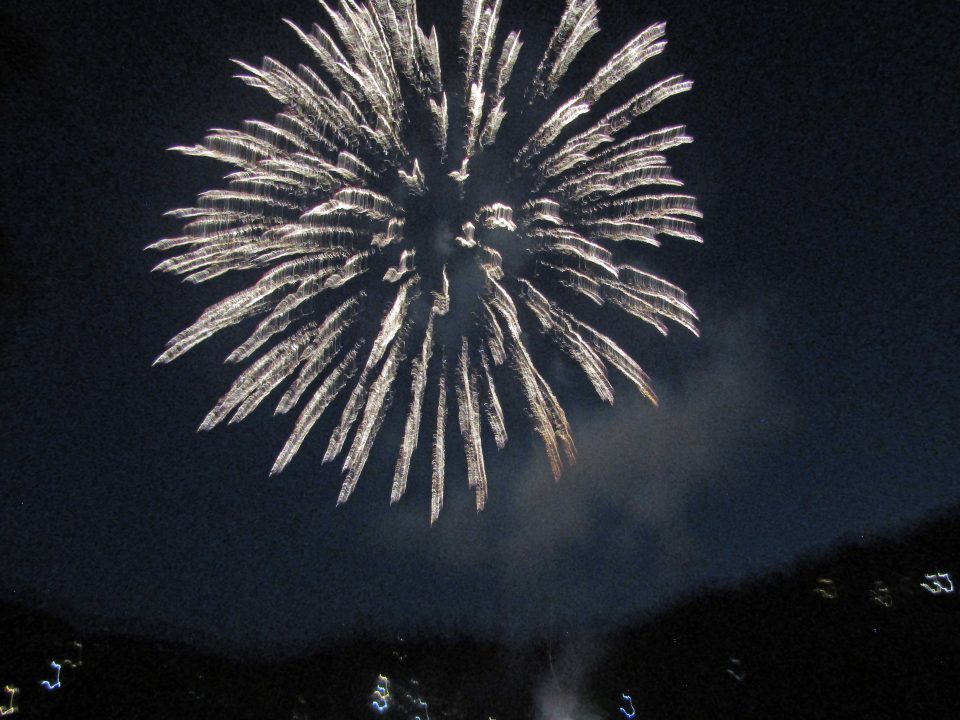 The fireworks over Lake Gregory were large, beautiful and loud.