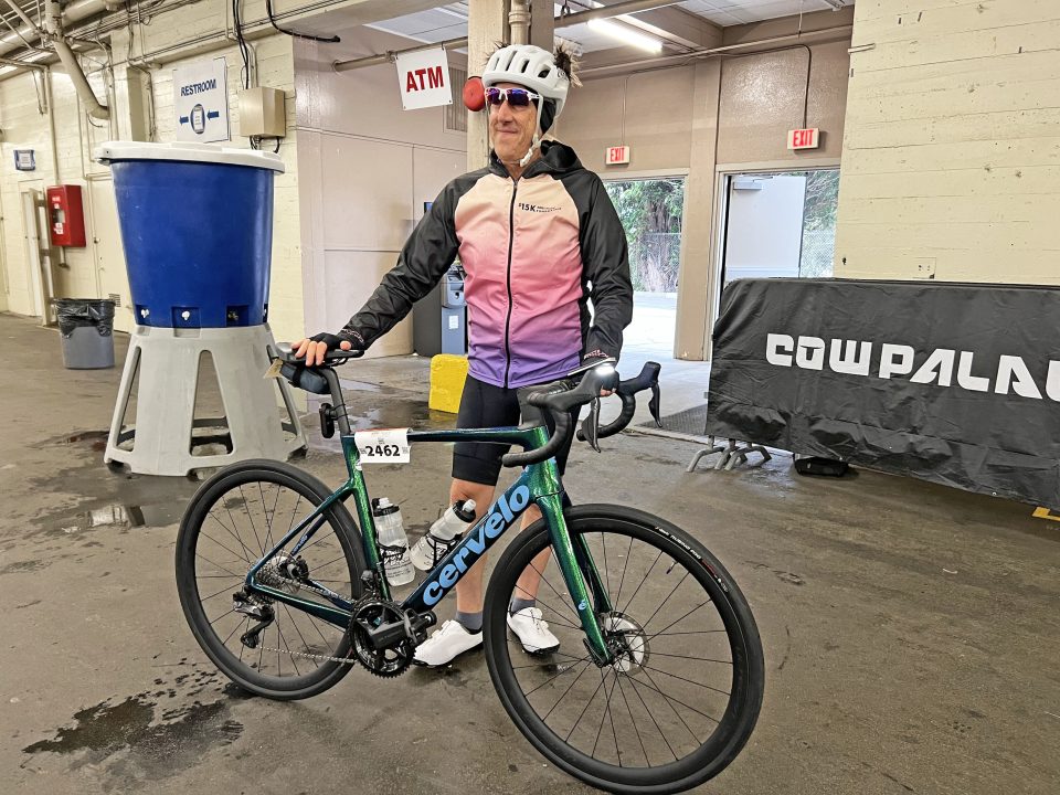 Adrianne, Lisa, Julia, Melissa and Adrianna from Glendora and Orange County enjoyed last year’s Brewfest at Tavern Bay Beach Club so much they couldn’t resist attending this year’s event. (Photos by Douglas W. Motley) Cyclist posing with Cervelo bike indoors