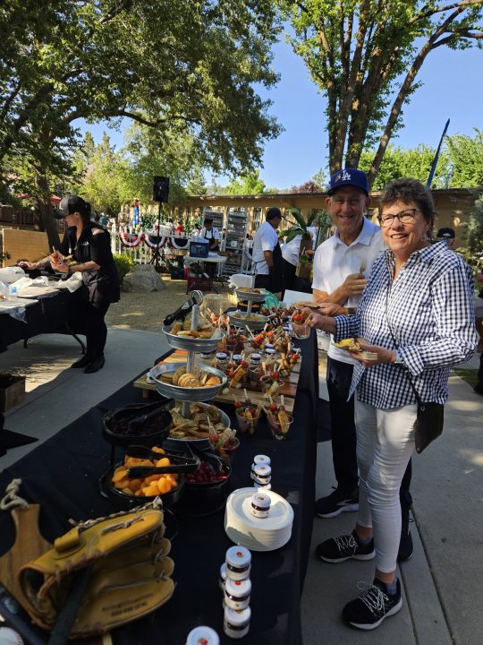 The mini charcuterie cups from the UCLA Lake Arrowhead Lodge were a big hit with Heidi Nimmo and Jeffrey Spears.