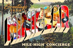 Colorful collage poster titled "Greetings from Mile-High Concierge.