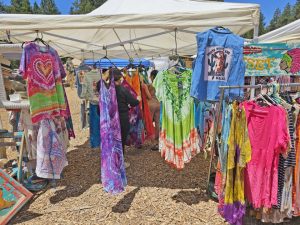 This tie-dyed clothing would be both pretty and cool to wear in the hot weather.