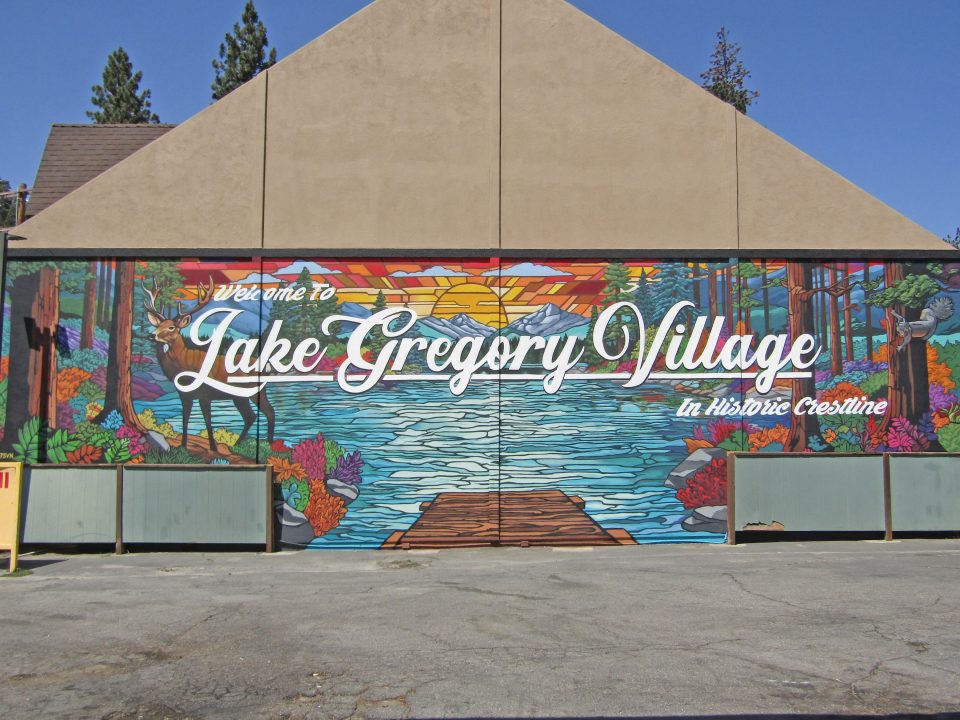 Adrianne, Lisa, Julia, Melissa and Adrianna from Glendora and Orange County enjoyed last year’s Brewfest at Tavern Bay Beach Club so much they couldn’t resist attending this year’s event. (Photos by Douglas W. Motley) Lake Gregory Village mural in Crestline, California