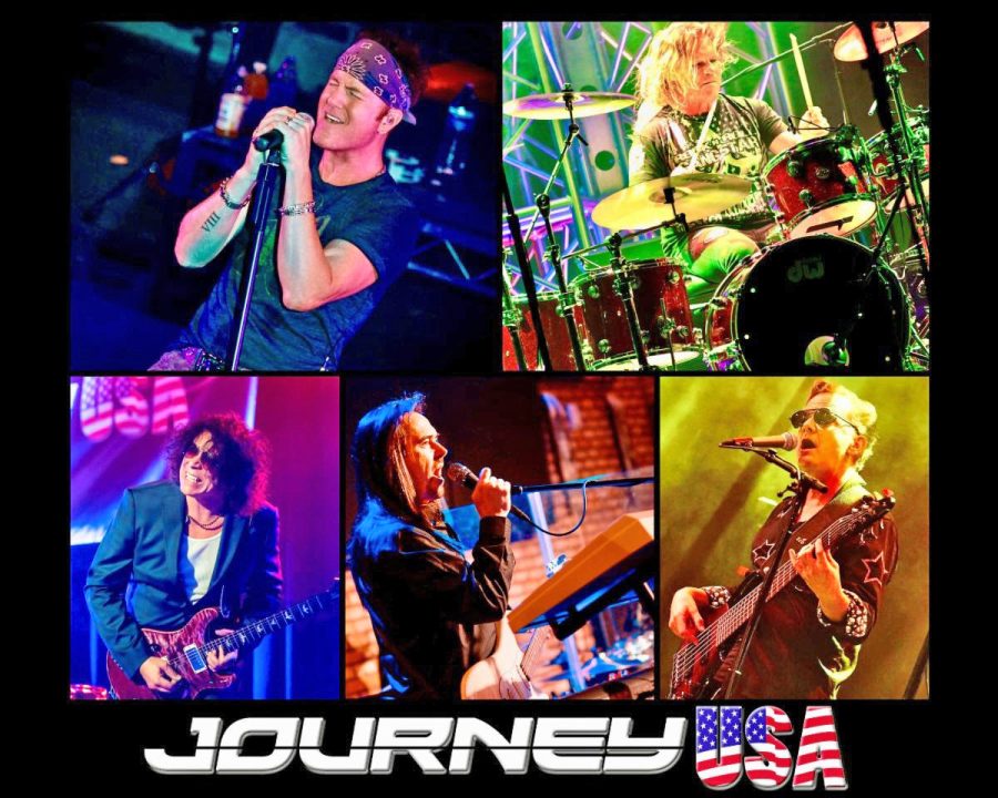 Adrianne, Lisa, Julia, Melissa and Adrianna from Glendora and Orange County enjoyed last year’s Brewfest at Tavern Bay Beach Club so much they couldn’t resist attending this year’s event. (Photos by Douglas W. Motley) Journey USA band performing live on stage