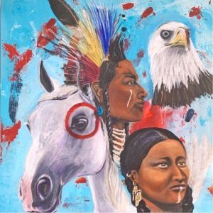 The Americans by Phoebe Kimble; 24” x 24”, oil on acrylic on canvas