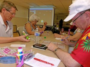 The bingo players at Leisure Shores paid close attention to their cards.
