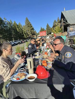 Law enforcement and fire personnel join the feast