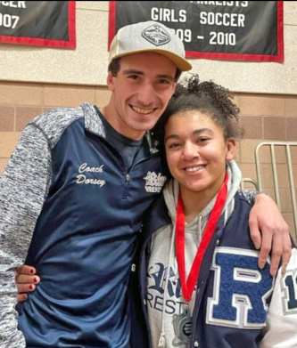 Adrianne, Lisa, Julia, Melissa and Adrianna from Glendora and Orange County enjoyed last year’s Brewfest at Tavern Bay Beach Club so much they couldn’t resist attending this year’s event. (Photos by Douglas W. Motley) Smiling coach and athlete with medal at event.