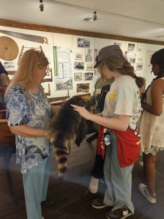 Adrianne, Lisa, Julia, Melissa and Adrianna from Glendora and Orange County enjoyed last year’s Brewfest at Tavern Bay Beach Club so much they couldn’t resist attending this year’s event. (Photos by Douglas W. Motley) People petting a raccoon inside a museum.