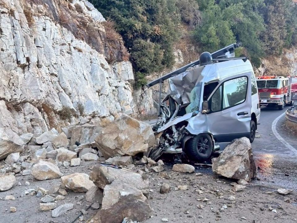 Adrianne, Lisa, Julia, Melissa and Adrianna from Glendora and Orange County enjoyed last year’s Brewfest at Tavern Bay Beach Club so much they couldn’t resist attending this year’s event. (Photos by Douglas W. Motley) Van crushed by boulders from rockslide on mountain road.