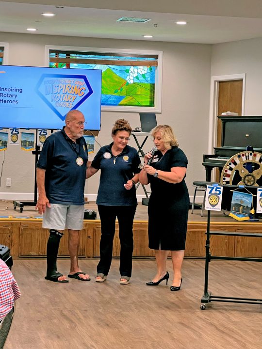 Diane and Bob Gladwell were the recipients of Inspiring Rotary Hero coins from District Governor Judy Zulfifqar.