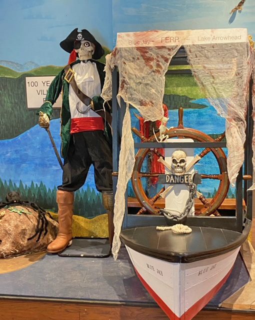 Adrianne, Lisa, Julia, Melissa and Adrianna from Glendora and Orange County enjoyed last year’s Brewfest at Tavern Bay Beach Club so much they couldn’t resist attending this year’s event. (Photos by Douglas W. Motley) Pirate skeleton display with boat and spooky decor.