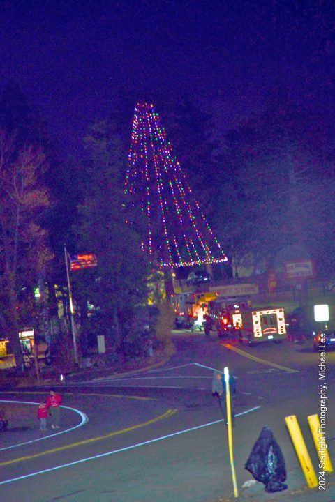 Adrianne, Lisa, Julia, Melissa and Adrianna from Glendora and Orange County enjoyed last year’s Brewfest at Tavern Bay Beach Club so much they couldn’t resist attending this year’s event. (Photos by Douglas W. Motley) Colorful lights form large Christmas tree in town square.