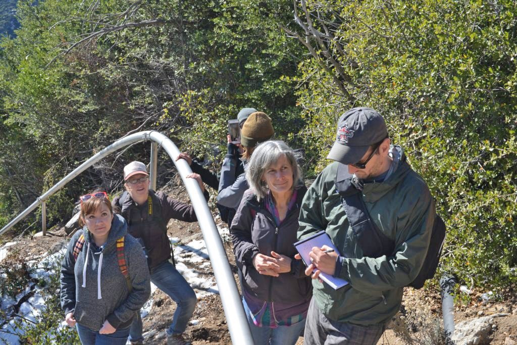 Group of hikers on a snowy trail
