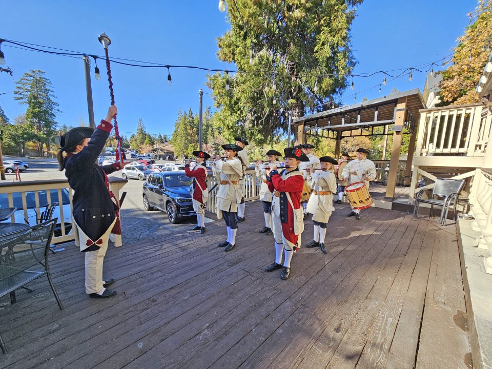 Joy Hatch led members of the Mountain Fifes & Drums Corps in three tunes from the Revolutionary War period. (Photo by Mary-Justine Lanyon)