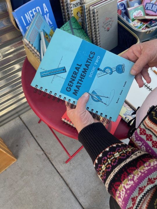 Textbooks have been repurposed into notebooks.