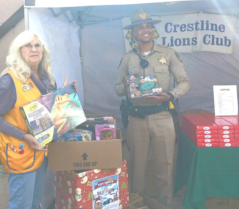Adrianne, Lisa, Julia, Melissa and Adrianna from Glendora and Orange County enjoyed last year’s Brewfest at Tavern Bay Beach Club so much they couldn’t resist attending this year’s event. (Photos by Douglas W. Motley) Toy donation drive by Crestline Lions Club.