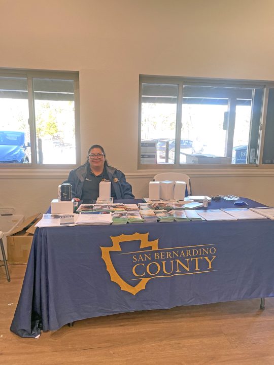 Adrianne, Lisa, Julia, Melissa and Adrianna from Glendora and Orange County enjoyed last year’s Brewfest at Tavern Bay Beach Club so much they couldn’t resist attending this year’s event. (Photos by Douglas W. Motley) San Bernardino County information booth with staff member.